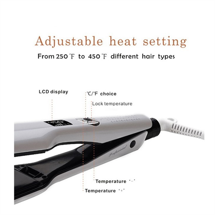 Wide Plate LCD Thermostat Hair Straightener